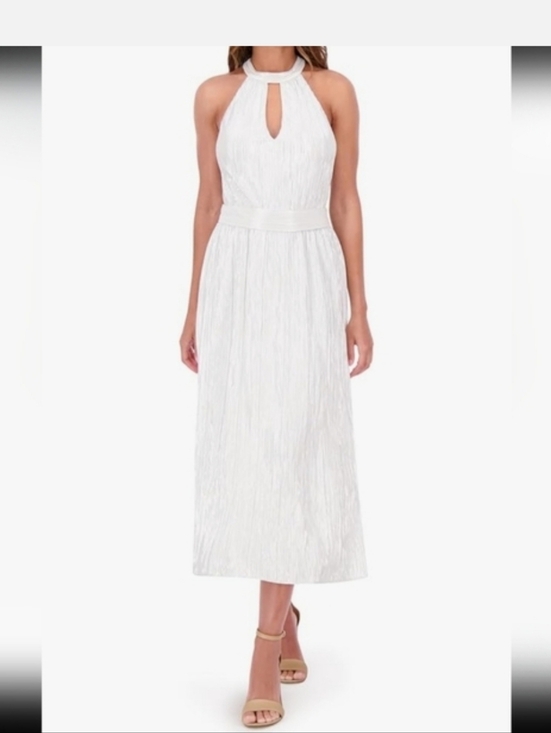 Kensie Dresses & Skirts - Kensie Silver Metallic Halter Midi Dress Pleated Shimmer Size 4 Women Party NWT